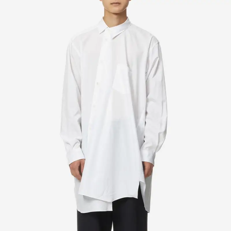 S-6XL New Men Women's Clothing Yamamoto Yoji style Catwalk Model Asymmetric Deconstruction Shirt Lovers Plus Size Costumes