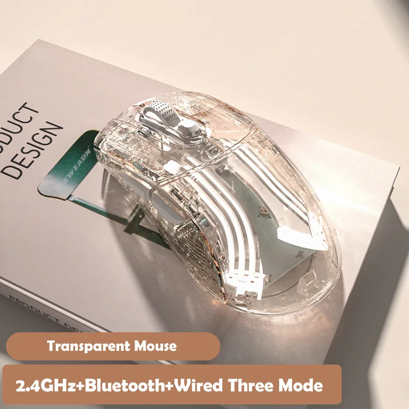 Mouse Bluetooth sem Fio Recarregável Luzes Rgb Conectividade Tri-mode Ratos Criativos Transparentes para Laptops Atualização