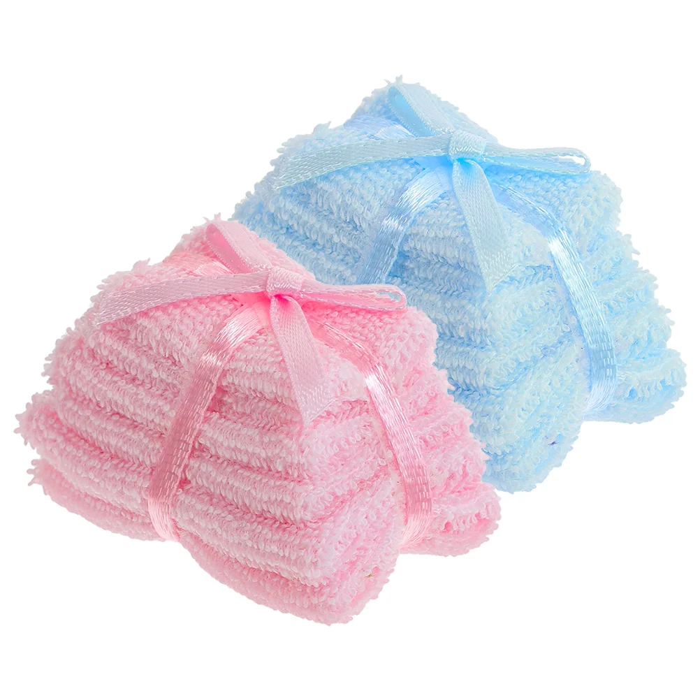 

2 Pcs Towels Dollhouse Bath Decors Mini Accessories Statues Baby Decorations Miniature Adornments