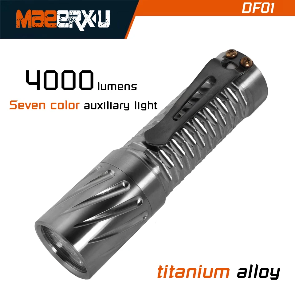 Maeerxu DF01 チタン合金ハイパワー LED 懐中電灯 IPX7 18650