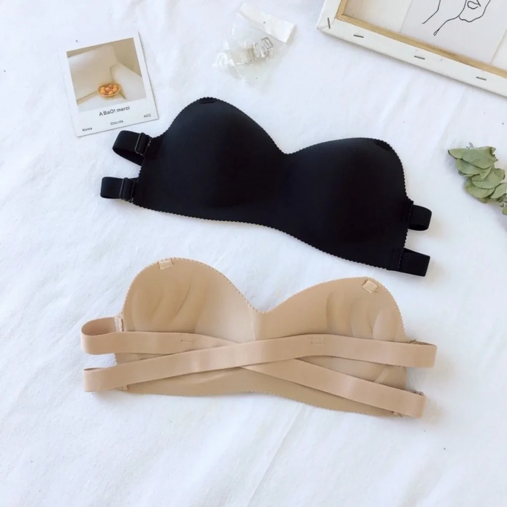 ZXHOUPING Women Invisible Bra Seamless Strapless Push Up Bra Backless Bra(Free Size)(Free Strap) 6