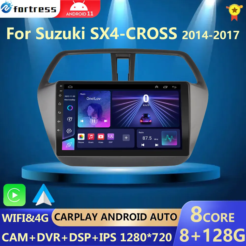 Carplay Android Auto 2 din Android 12 Car Radio android gps radio stereo video multimedia player for Suzuki SX4-CROSS 2014 -