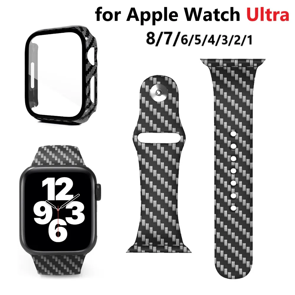CarbonFiberStrapCaseforAppleWatchSeries8741mm45mmCover