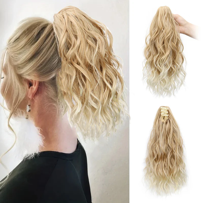 14Inch Synthetic Claw Clip In Ponytail Curly Blonde Brown Short Hairpiece Fluffy Hair Ponytail Hair Extensions for Women clip in ponytail hair extension synthetic ponytail synthetic hair accessories clip in ponytail extensions