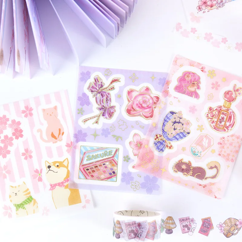 50PCS/SET kawaii Stationery Kit washi Tape + Memo Pads + Stickers Cute  School Supplies Scrapbook