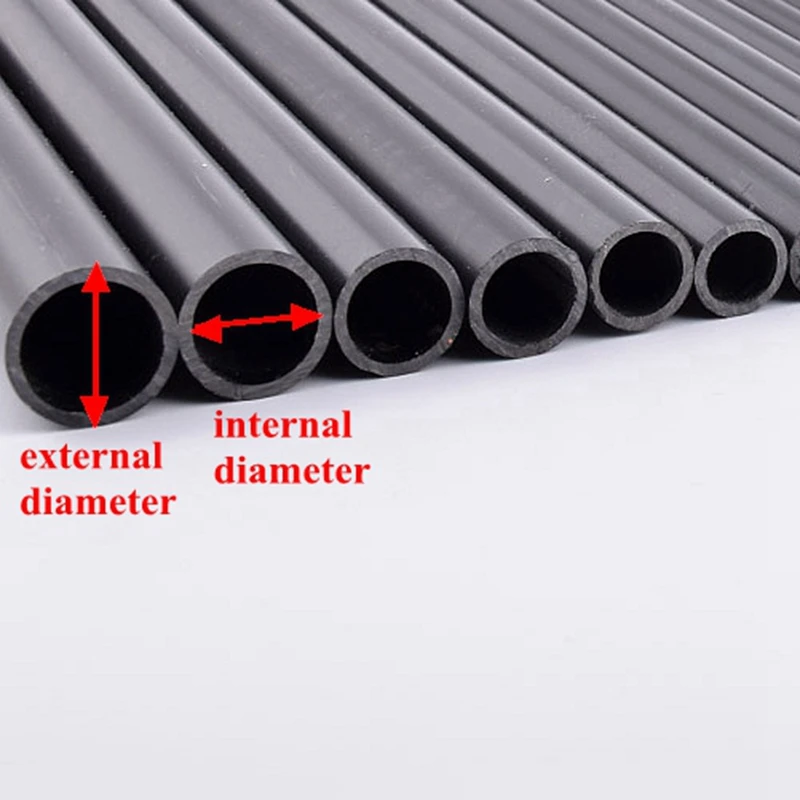 2-Piece Black PVC Hard Tube Set for Garden Irrigation and DIY Projects (50cm Length)