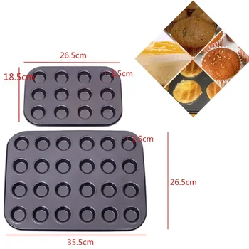 12+24 Cup Mini Pudding Stainless Steel Mold Muffin Cupcake Non-stick Bakeware Mold Cake Shop Pastry Tools Accessries For Kitchen