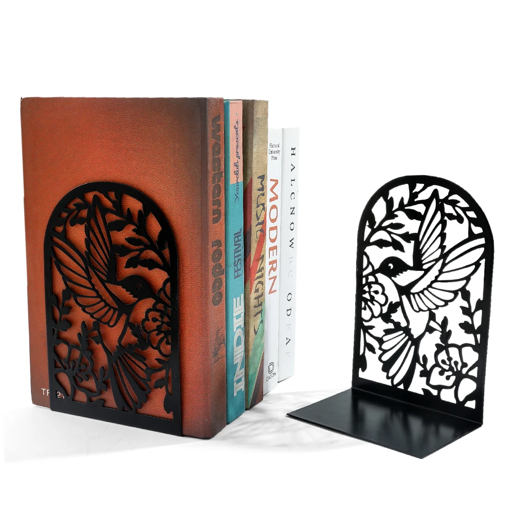 Book Holder Swallows and Flowers Book Ends for Home Office Desktop Gift for Book Lovers