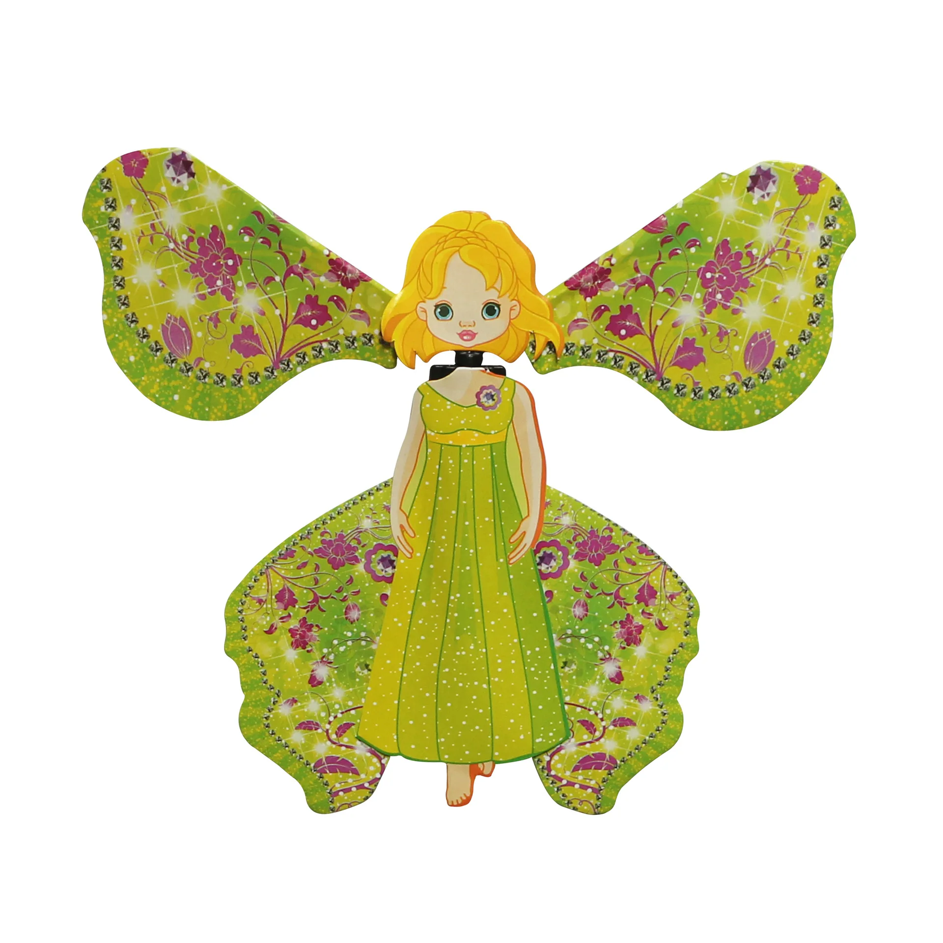 5 Pcs Magic Flying Butterfly Rubber Band Powered Wind Up Toys Fairy Princess with Wings Magic Forest Thumbelina Toy for Girls