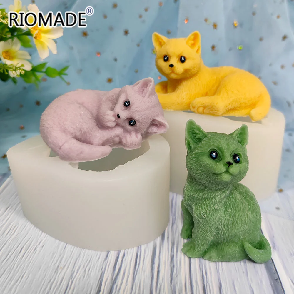 3D Katze Silikon Kerze Form Niedliche Kätzchen Stile DIY Handgemachte Handwerk Machen Wachs Seife Aromatherapie Gips Epoxy Harz Mould – Detail 3