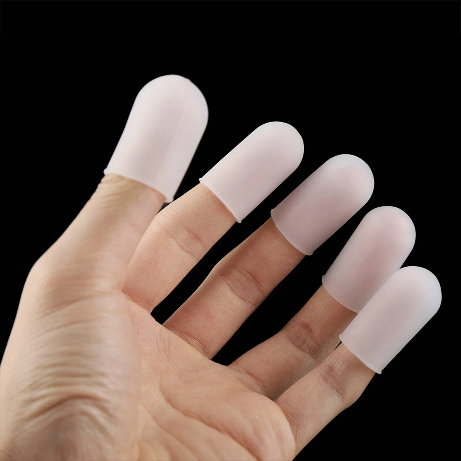5pcs Silicone Finger Protector Thumbs Sleeve Cover Fingertip Gloves Finger Cots for Heat Cooking Baking Barbecue Kitchen Tools