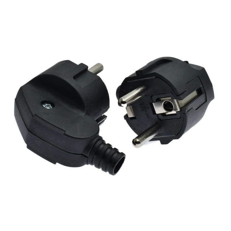 European Plug Replacement Adapter with 4.8mm Male Outlets - Rewireable Electric Socket for Power Extension Cables