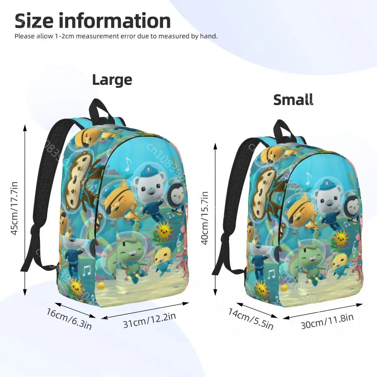 Octonauts Team Backpack Cute Cartoon Christmas Workout Backpacks Girl Fashion School Bags Designer Print Rucksack