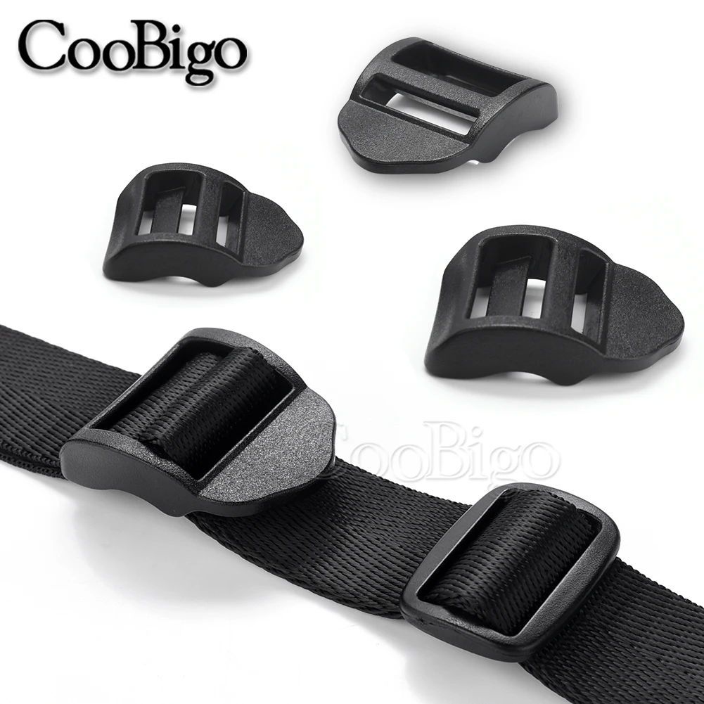 20mm 25mm 32mm 38mm Plastic Tri-Glider Ladder Lock Slider Buckles Webbing Adjuster Belt Fasteners for Backpack Strap Black