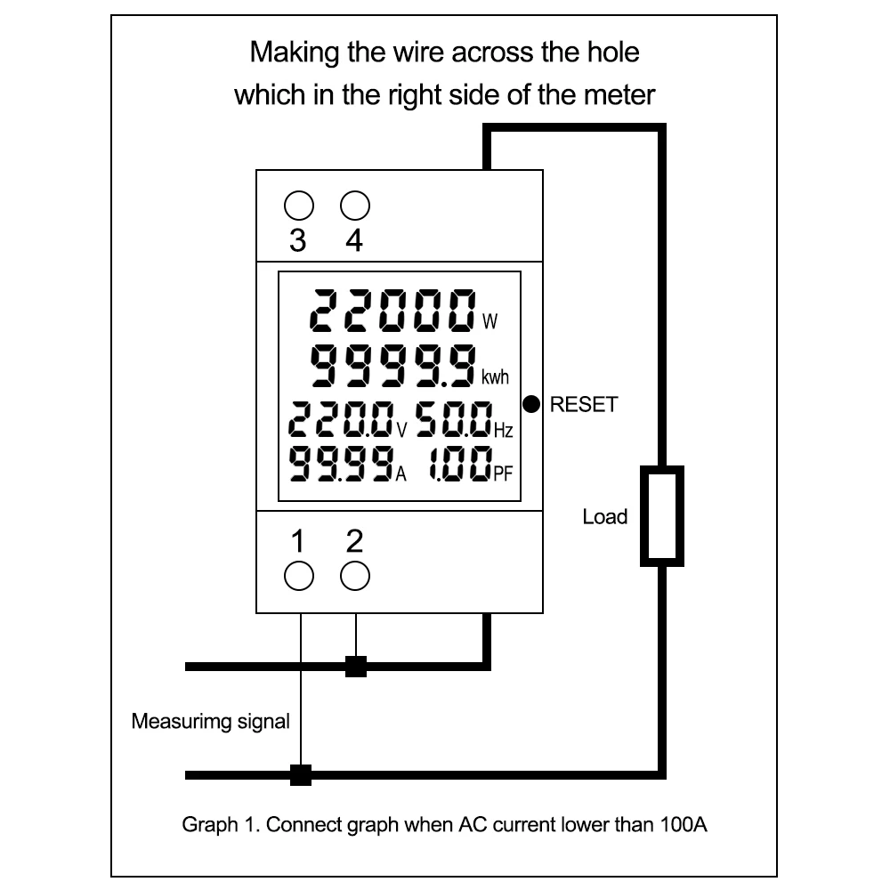 AC monitor 110V 220V 380V 100A Voltage Current Power Factor Active KWH Electric energy Frequency meter VOLT AMP D52-2066 power meter,energy meter