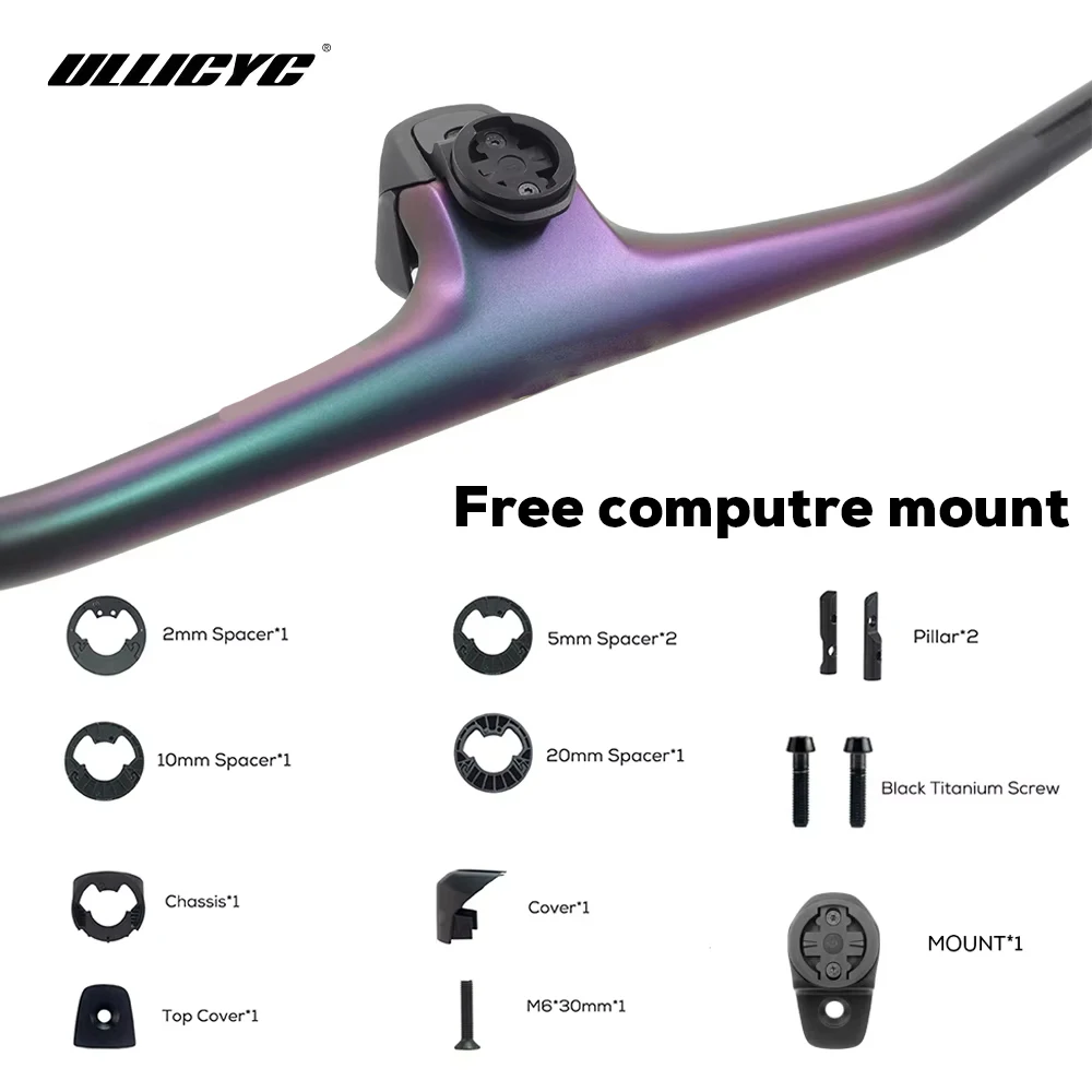 ULLICYC ASER IC SL WC Chameleon pour cadre Sparks -20 ° Cintre de VTT intégré en fibre de carbone avec vis en titane  18