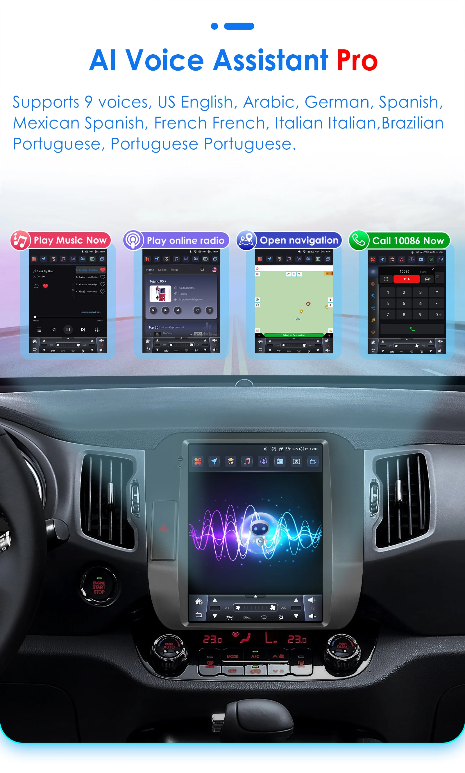 Hizpo 9,7'' Vertikaler Bildschirm Auto-Multimedia für KIA Sportage 3 2010-2016 GPS 4G Carplay Intelligentes System Autoradio AI Voice DSP – Detail 20