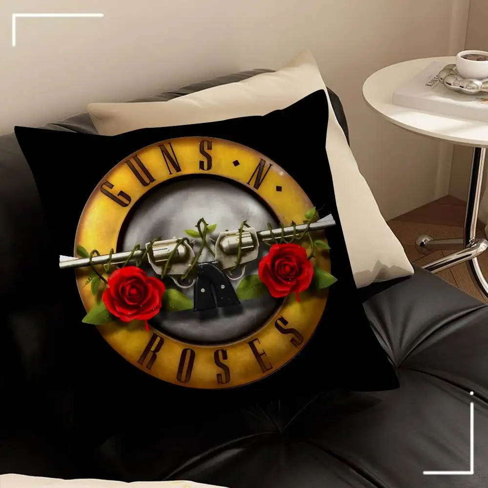 Rockmusik-Band G-Guns N Roses, dekorativer Kissenbezug für Raumästhetik, Heimdekoration, Schlafzimmer, Sofa, Bett, Couch, Kissenbezug, 45 x 45 cm – Detail 6