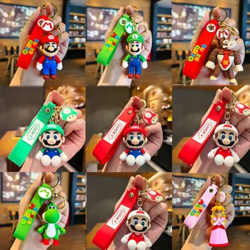 Cartoon Super Mario Bros Keychain Amine Figure  Car Decoration Pendant Key Bag Decoration Collection Kids Toys Birthday Gift