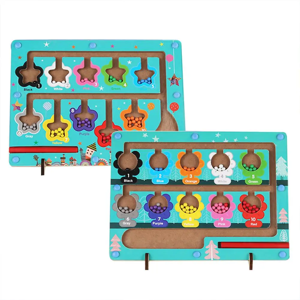 

Magnetic Color Number Maze Wooden Color Matching Counting Puzzle Board Fine Motor Skills Training Toys For Gifts