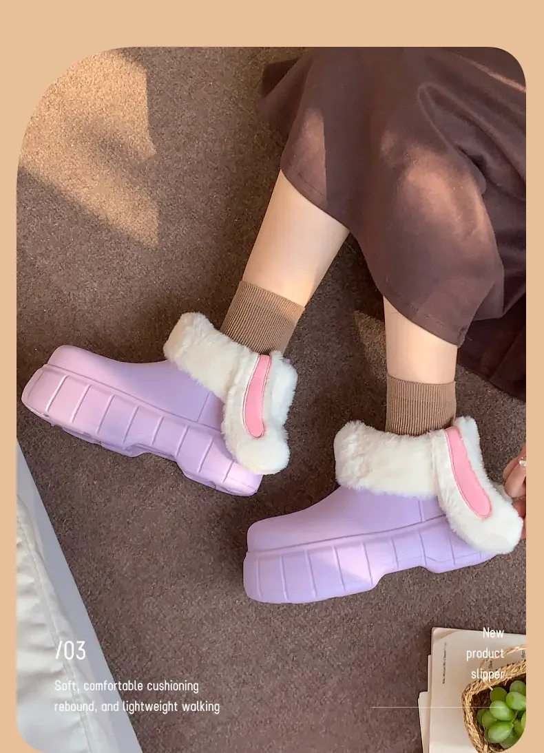 2023 Women's Winter New High Top Casual Boots Thick Bottom Non Slip Plush Warm Casual Cotton Boots Lovely Cartoon Snow Boots