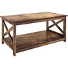 Coffee Table, Modern Farmhouse Wood Coffee Table with 2-Tier Storage, 40 Inch, 5