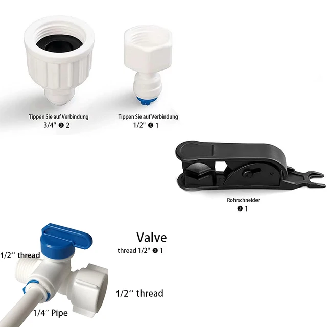 1/4 ' Vízbemeneti Cső -Univerzális Csatlakozási Készlet Hűtőszekrényekhez Fordított Ozmózis Rendszerek Tömlőcsatlakozók - Image 2