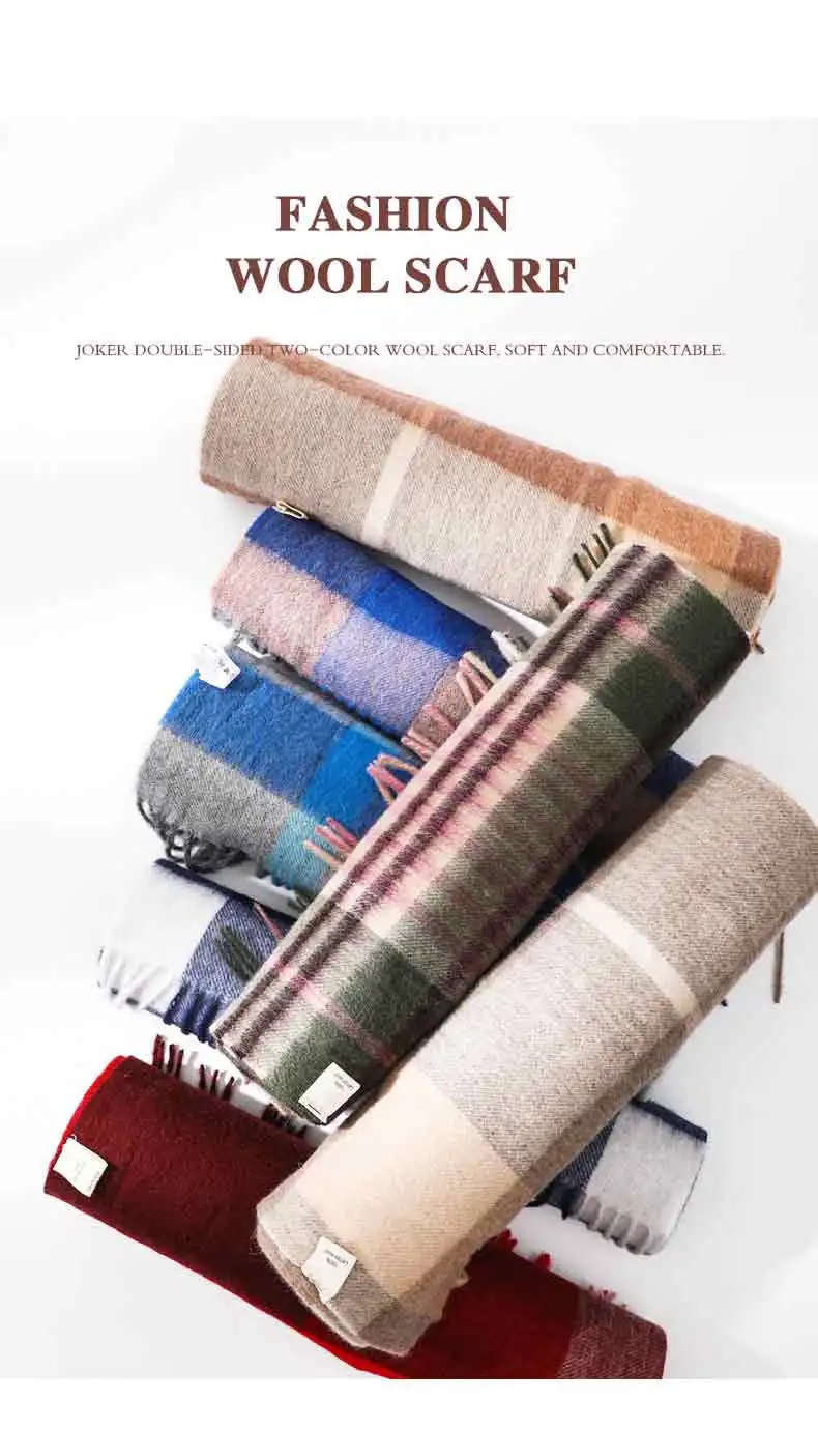 2025 Winter Männer Plaid Schal Wolle Kaschmir Schals für Frauen Echarpe Foulard Femme lange Wolle Pashmina Schal Schals Business Schal – Detail 2