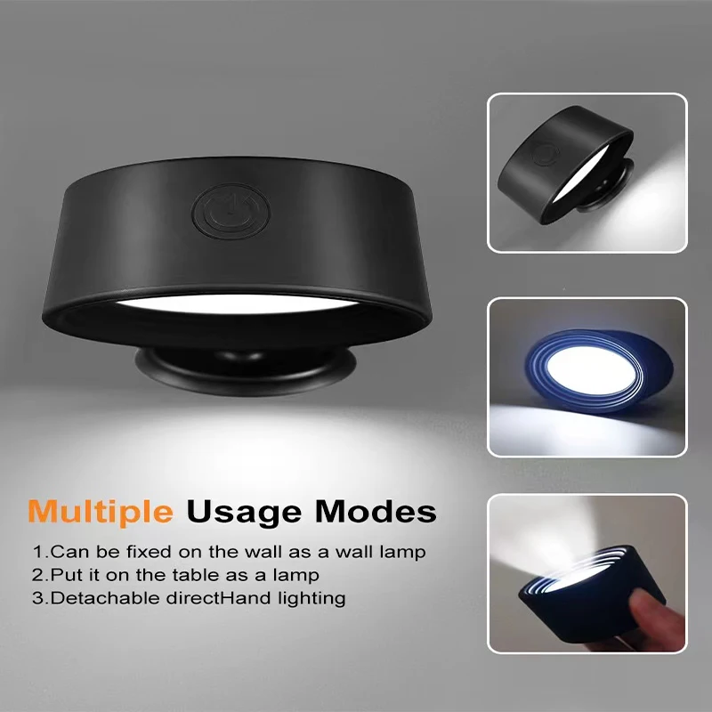 Led Wall Lamp Touch Control Remote 360 Rotatable USB Recharge Wireless Portable Night Light For Bedroom Reading Lamp