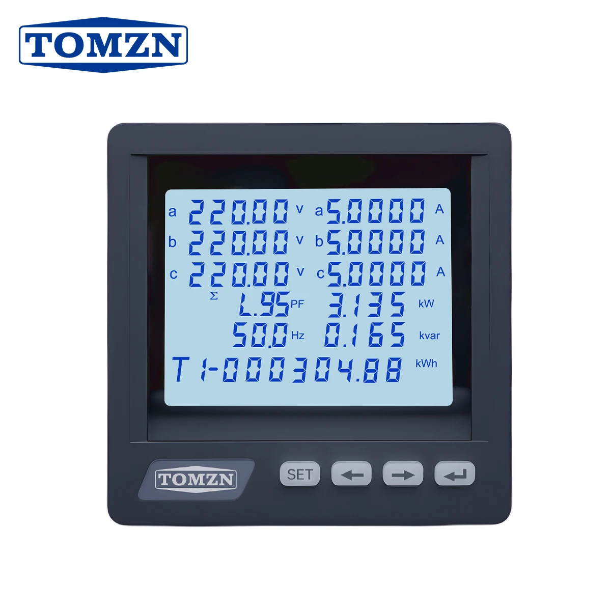 TOMZN 3상 4선식 다기능 계측기 | RS485 번호 보호 전압/전류/무효역률/무효무효력률 모니터링