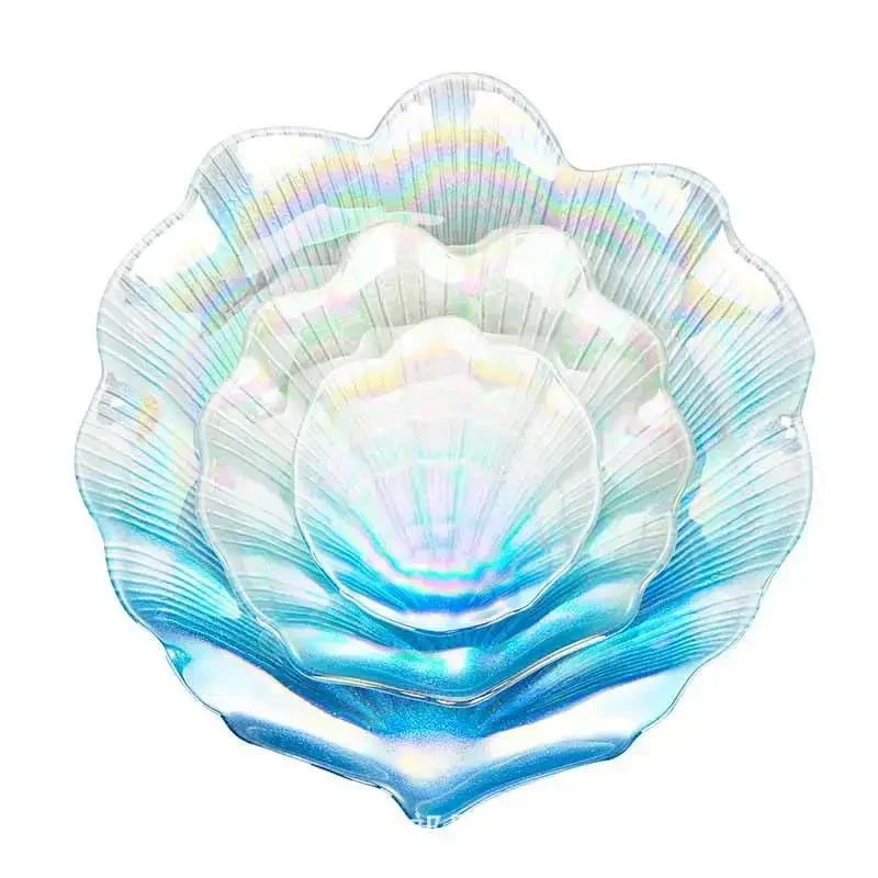 Creative Colorful Glass Shell Dishes Home Marine Fruit European Tray Snacks Ornaments Irregular Plates Home Decorative Plates
