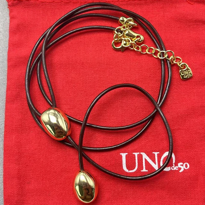 

Новинка 2023 г., unode 50, лидер продаж в Европе и Америке, креативное высококачественное ожерелье из кожаной веревки, романтическое женское ювелирное изделие, подарочная сумка