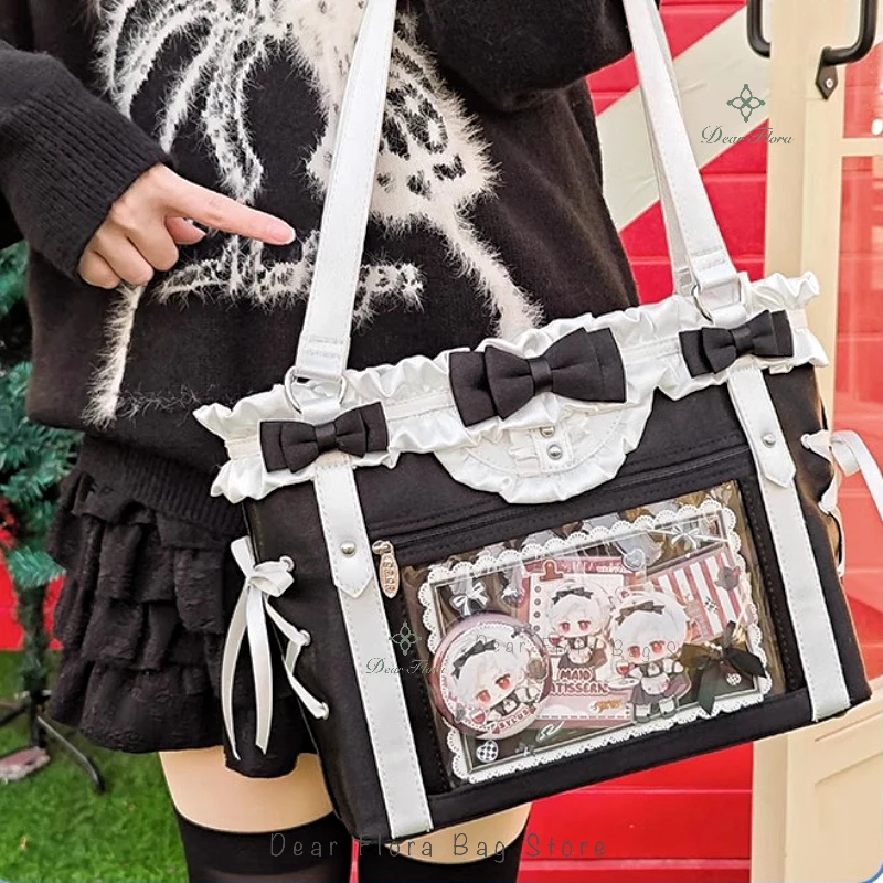 Women's & Girls' Ita Bag With Clear Window - Kawaii Bowknot Tote For Pin & Doll Display