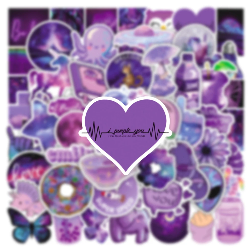 

10/30/50pcs Vsco Girl INS Style Purple Stickers Aesthetic Decals DIY Laptop Phone Skateboard Car Cartoon Sticker for Kids Toys