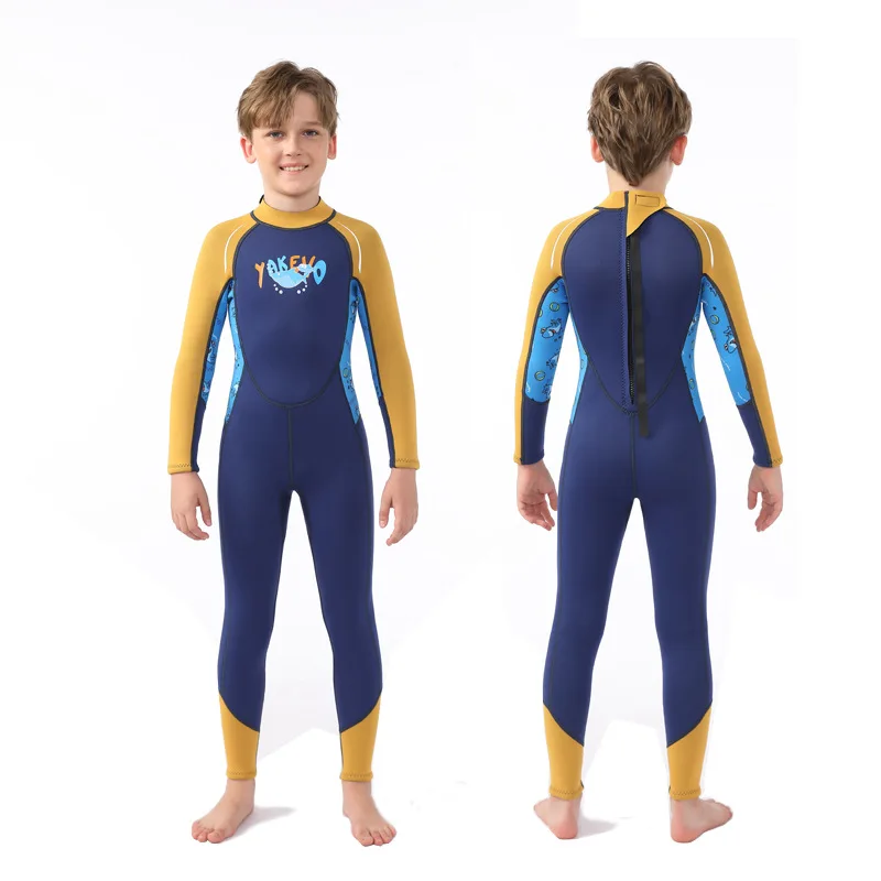 Children's 2.5mm Neoprene Wetsuit Boys Swimming Surfing Snorkeling Suit Warm Long Sleeves Swimsuit Girls One Piece Swimwear 4