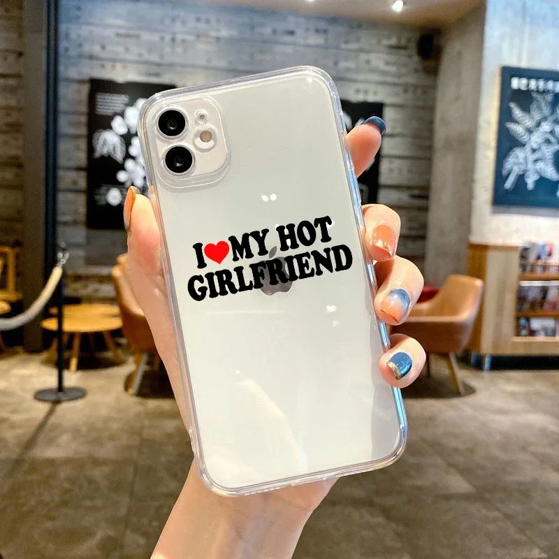 Charming I Love My Girlfriend Transparent Phone Case - Cute & Funny Couple Design