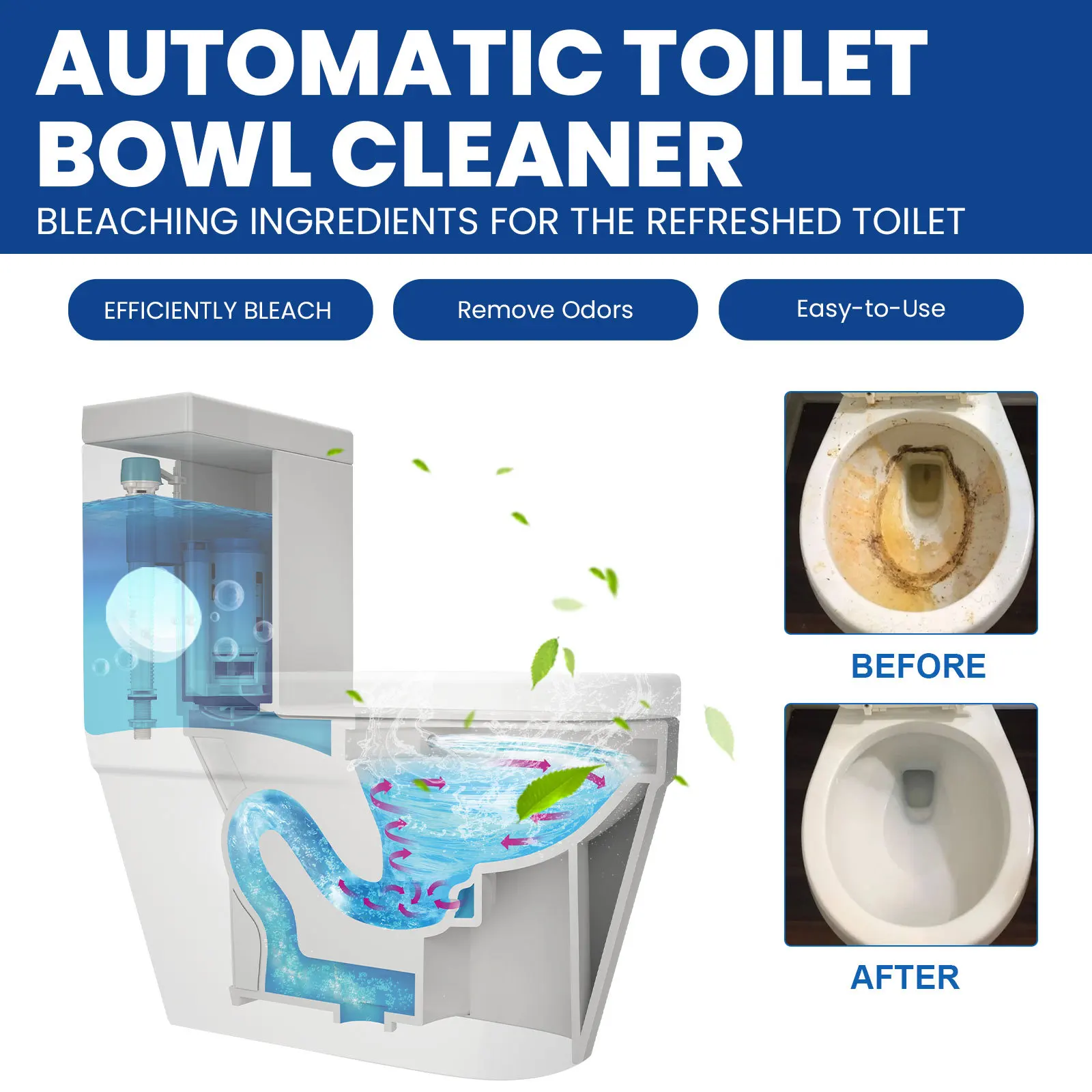Toilet Cleaning Effervescent Tablets Fast Remover Urine Stain Deodorant Yellow Dirt Automatic Toilet Bowl Cleaner 12PCS