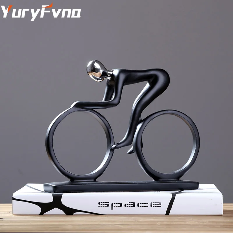 YuryFvna Bicycle Statue Champion Cyclist Sculpture Figurine Modern Abstract Art Athlete Home Decor New Room Decoration Ornaments ornament crafts resin ornaments resin crafts