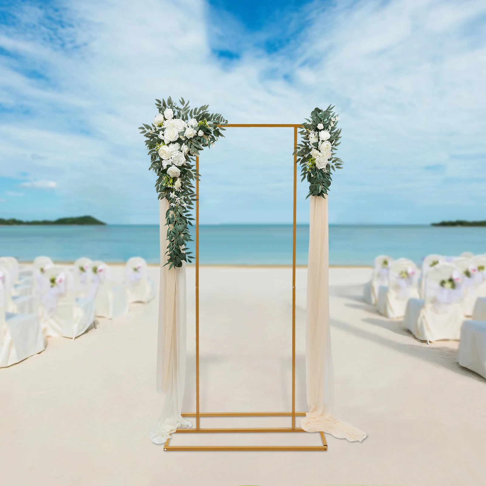 2m Golden Wedding Backdrop Stand 6.56ft Balloon Flower Rack Durable Party Stage DIY Decor Frame