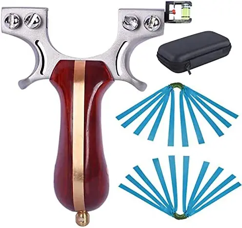 

Professional Slingshots for Hunting with 10 Flat Slingshot Bands with 1 Slingshot Bag Stainless Steel Slingshot Wooden Han
