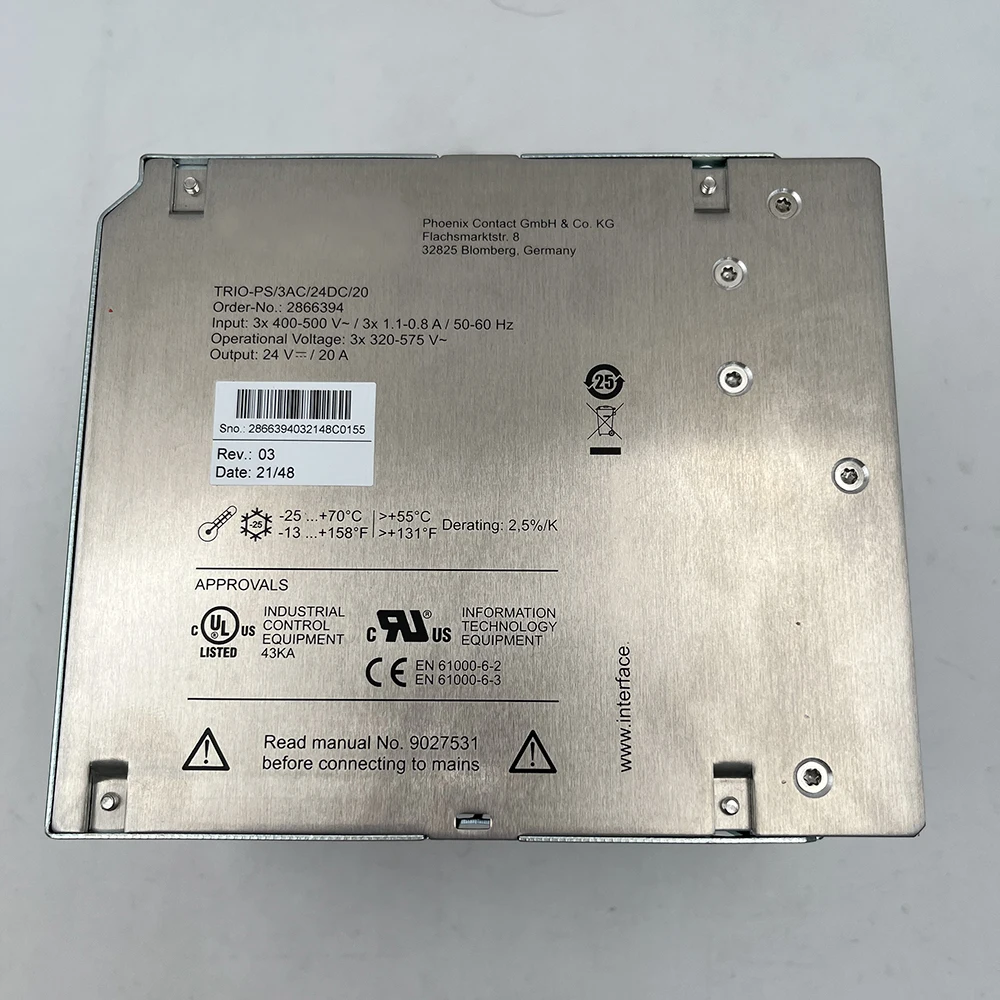 2866394 For Phoenix Power Supply TRIO-PS/3AC/24DC/20 7 2866394 For Phoenix Power Supply TRIO-PS/3AC/24DC/20 - Image 5