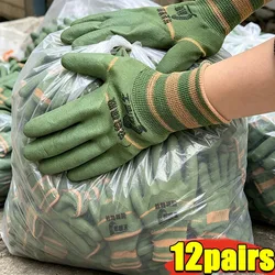 Durable Green Anti - Slip Coated Industrial Safety Gloves - Waterproof Garden Work Gloves for Men and Women (1/12 Pairs) (Green)