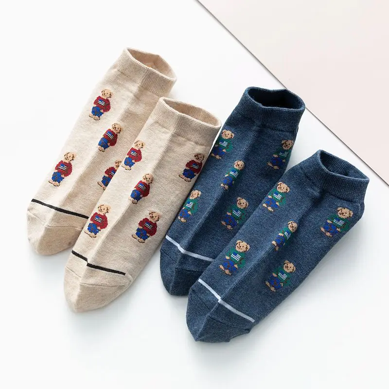 Socken Weiblichen Frühling Und Herbst Mid-rohr Stickerei Bär Schlauch Nette Casual Einfarbig Sport Pile Kawaii Socken Harajuku calcetines – Detail 6
