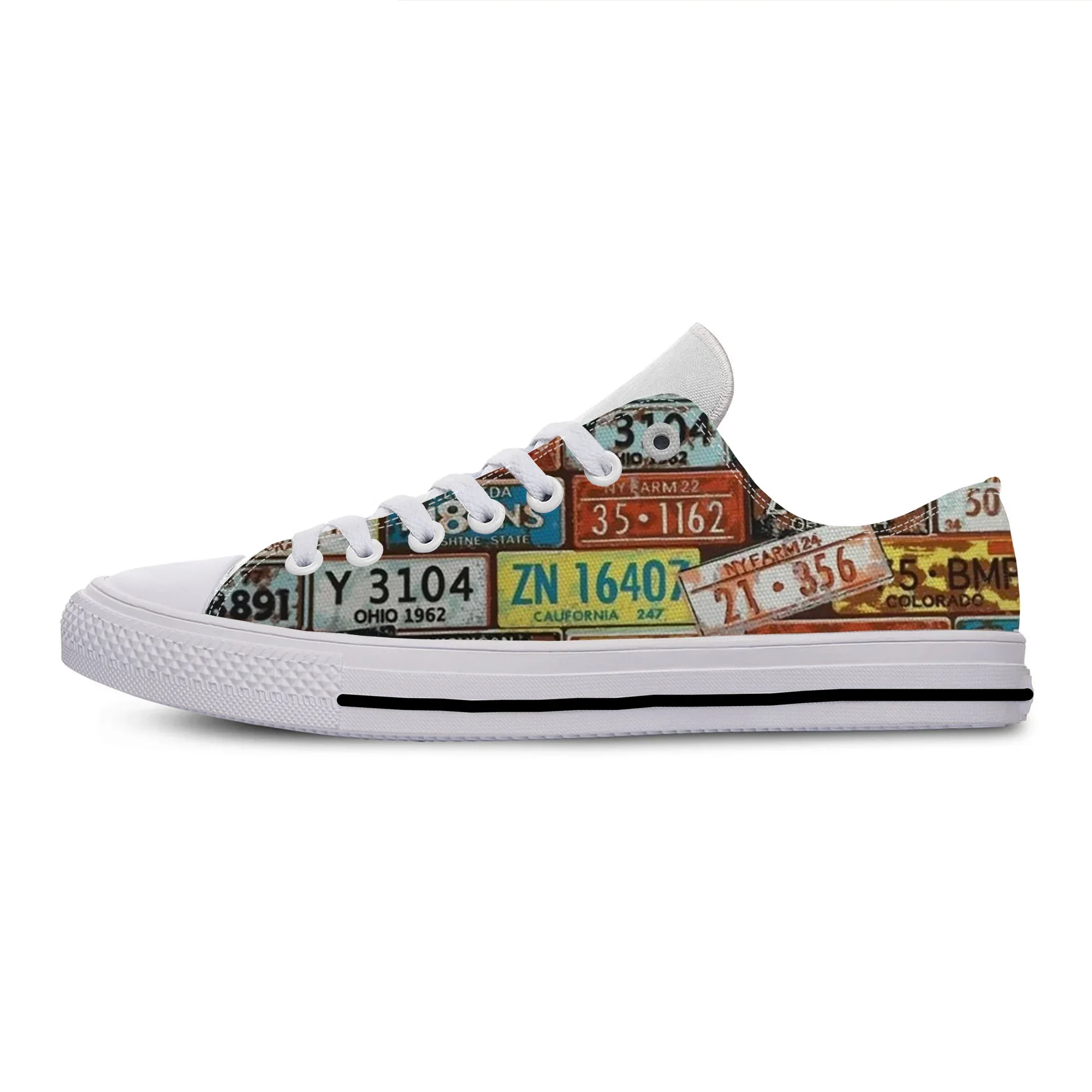 Hot Summer License Car Plate Number Vintage Fashion Lightweight Summer Classic Canvas Shoes Men Women Casual Breathable Sneakers