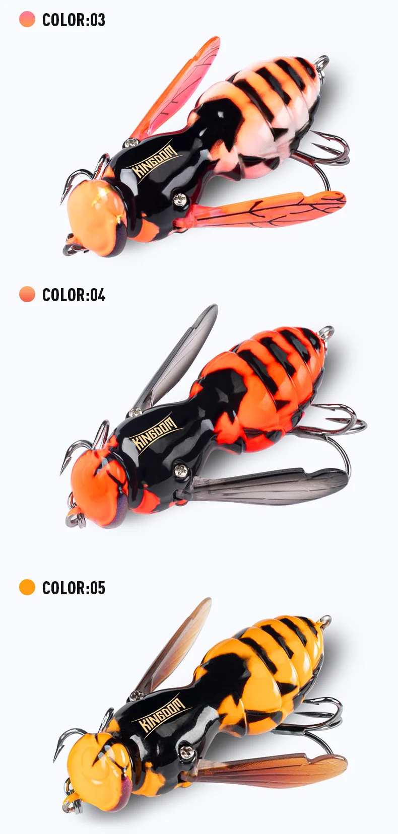 Kingdom Wasp Angelköder, 4,2 g, 6,6 g, 40 mm, 48 mm, bionisches Insekt, schwimmender Angelköder, harte künstliche Köder, Barsch, Karpfen, Hechtangeln – Detail 8