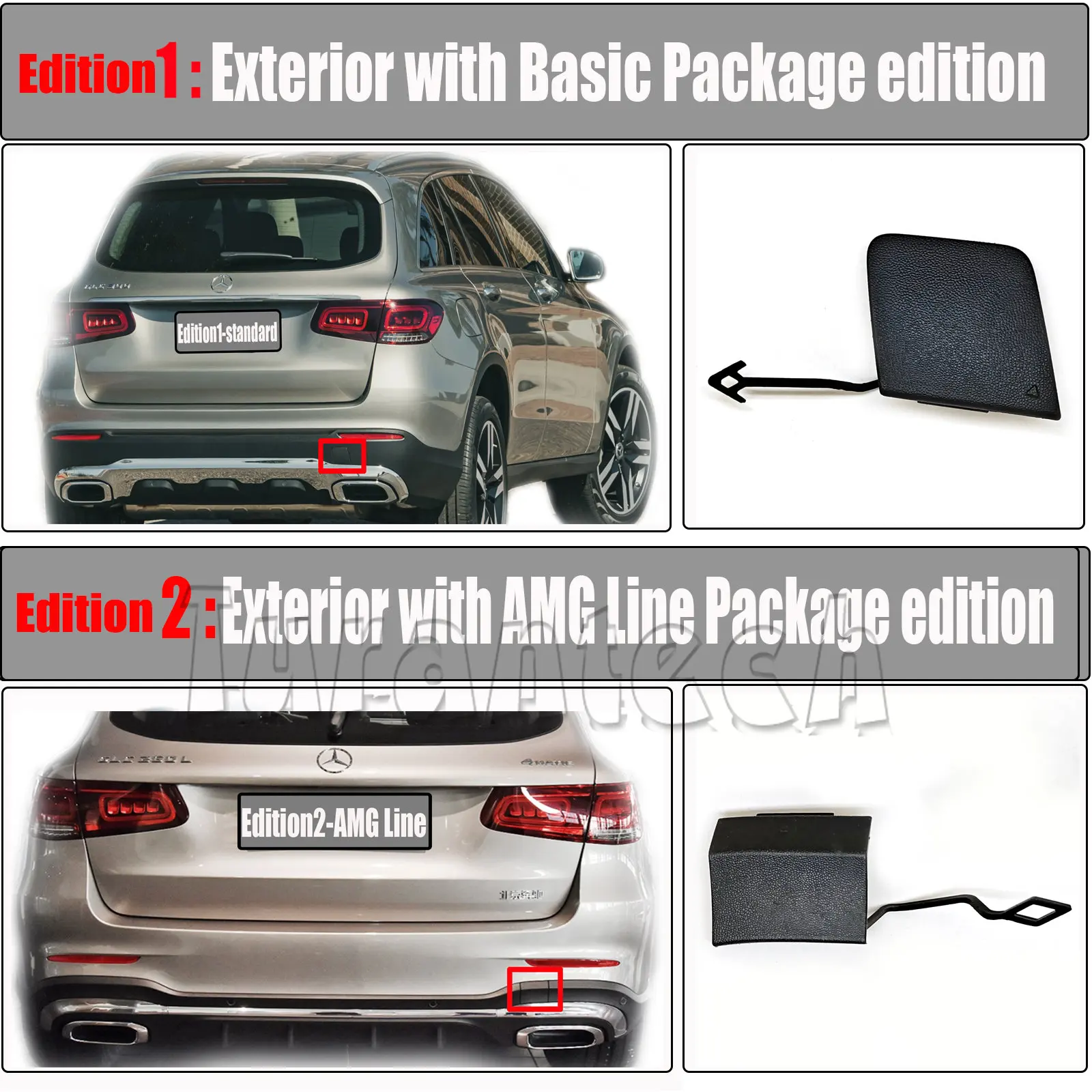 

Rear TOW COVER for 19-23 Mercedes-Benz GLC X253 W253 C253 GLC200 GLC220 GLC250 GLC350 Hook EYE CAP