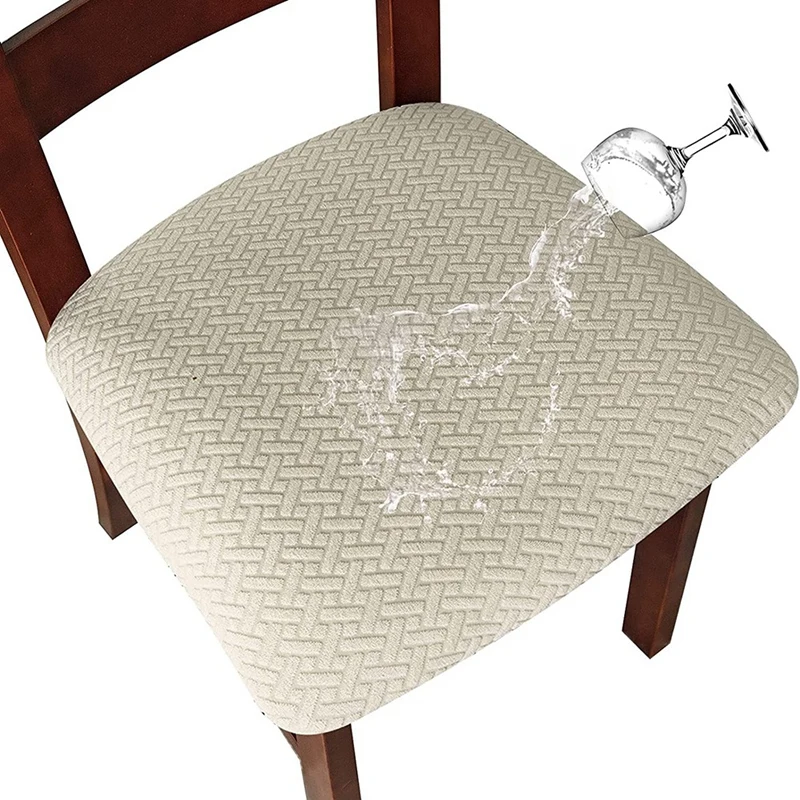 

6 Waterproof Dining Chair Seat Cover Jacquard Removable Chair Seat Cushion Slipcover For Dining Room Chair