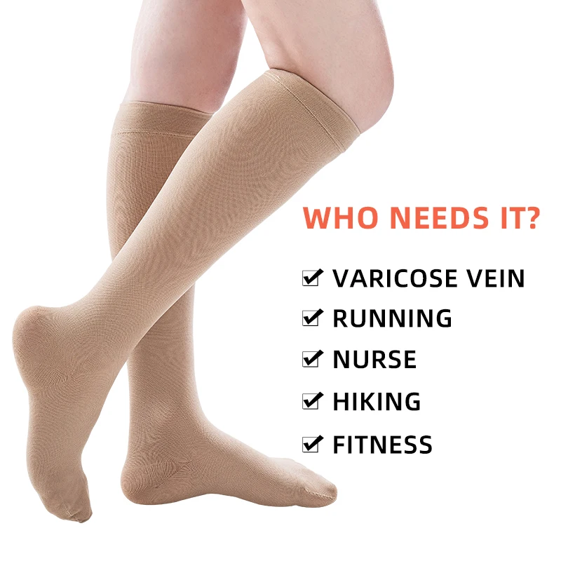 20-30mmHg Medical Compression Stockings for Men and Women Cycling Pregnancy  Swelling Varicose Veins Anke and Calf Socks Open Toe