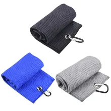 

1pc Golf towel with Hook Hand Soft Towels with Carabiner Hook Microfiber Fabric Quick-drying GOLF Club Head Wiping Cloth Cleaner