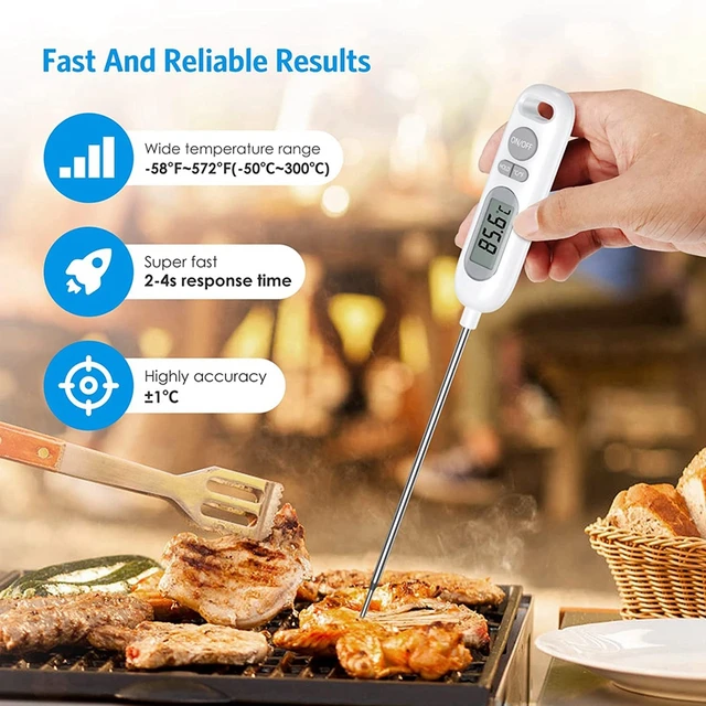 Termómetro digital para carne, impermeable de lectura instantánea  termómetros para carne para asar y cocinar. Termómetro de alimentos,  accesorios de